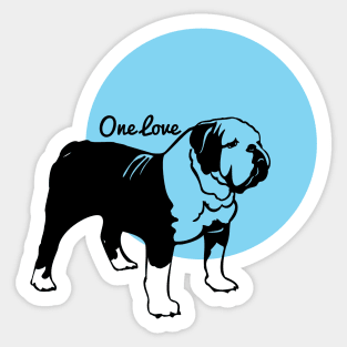 Just a One Love English Bulldog Sticker